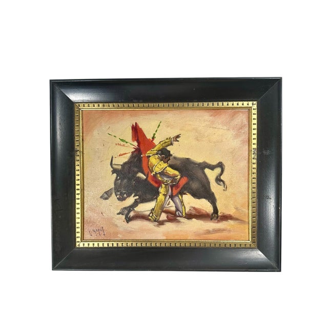 Set of 3 Mid-Century Bullfighting Oil Paintings Signed J. YEPEZ. Set of 3 Vintage Mid-Century Bullfighting Oil Paintings...