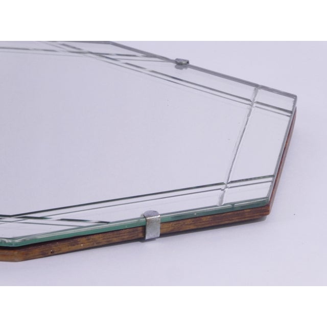 1920s Antique Art Deco Octagonal Frameless Beveled Wall Mirror, 1920s For Sale - Image 5 of 10