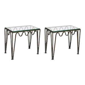 Pair of 'Méandre' Verdigris and Glass Side Tables by Design Frères