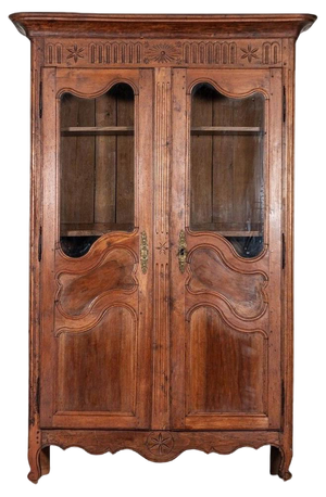 19th Century French Glazed Fruitwood Armoire / Vitrine, 1800s