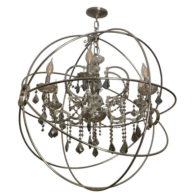 Rome Smokey Crystal Chandelier in a Polished Aluminum Finish by Artwood For Sale - Image 4 of 5