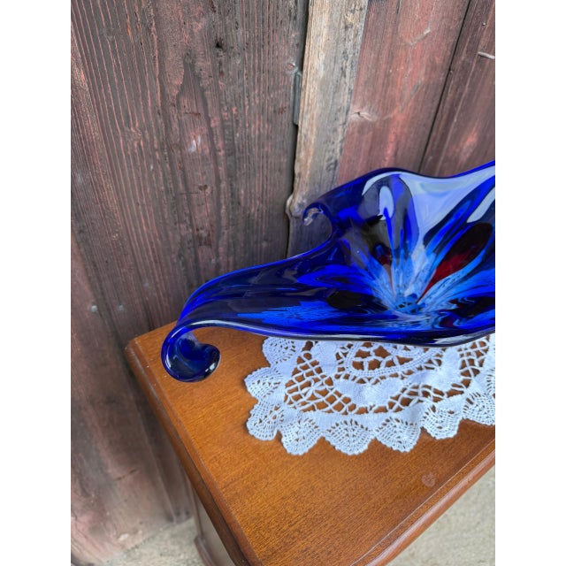 Large Mid-Century Blue-Red-Clear Sommerso Murano Glass Bowl, 1960s For Sale - Image 3 of 18