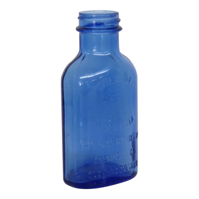 Chas H Phillips Chemical Co Milk of Magnesia Blue Glass Bottle For Sale