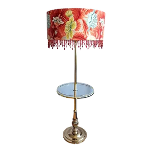 Restyled Vintage Brass Floor Lamp With Glass Table