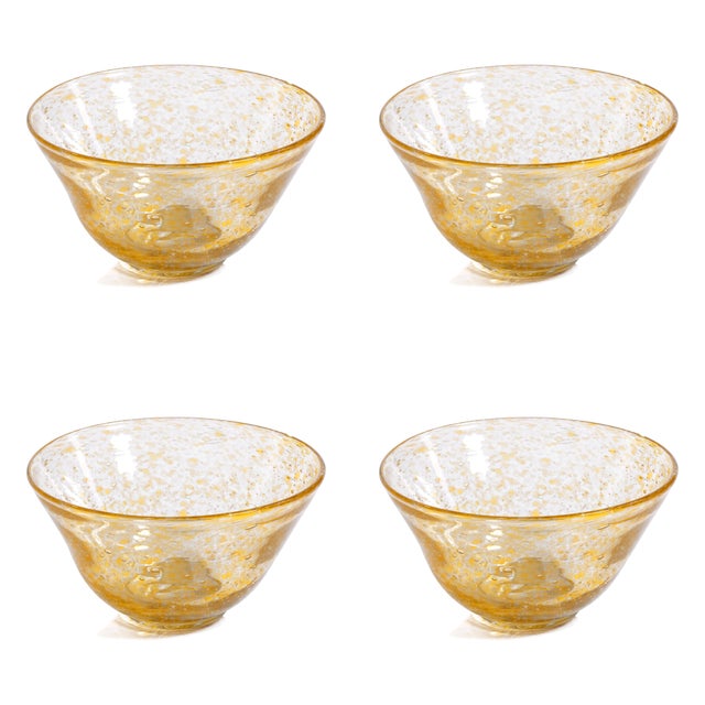 Contemporary Antibes 4-Piece Set Glass Bowls, Yellow For Sale - Image 3 of 3