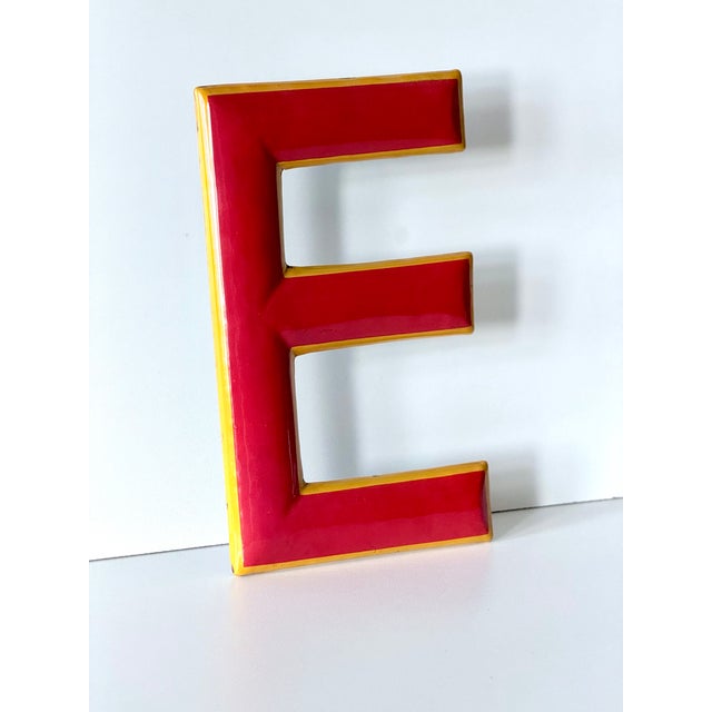 Industrial Vintage Enamel Letter E, 1960 For Sale - Image 3 of 10