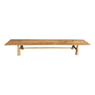 Andrianna Shamaris Impressive Minimalist Carved Long Teak Wood Bench For Sale