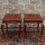 A pair of vintage Knob Creek Penn Manor collection Traditional Queen Anne solid cherry tea tables. Features black...