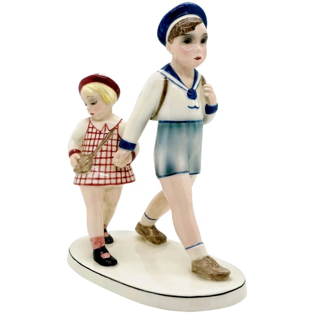 Schoolkids Figurine by Claire Weiss, 1930s For Sale
