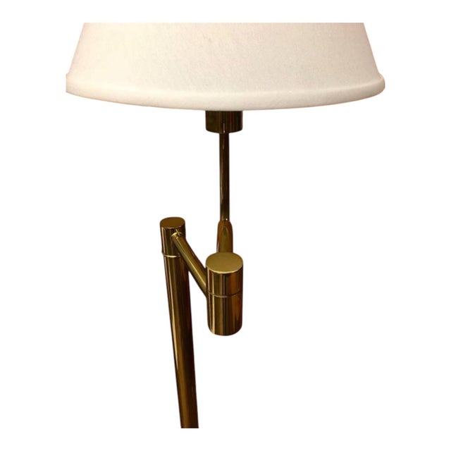 Contemporary 1970s Rare Polished Brass Casella Lighting Floor Lamp For Sale - Image 3 of 11