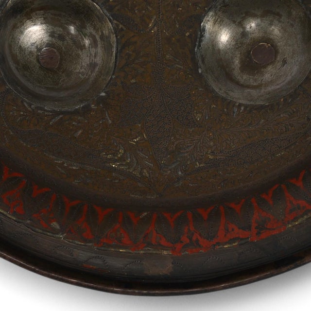 Indo Persian Engraved Dhal Metal Shield For Sale - Image 4 of 6