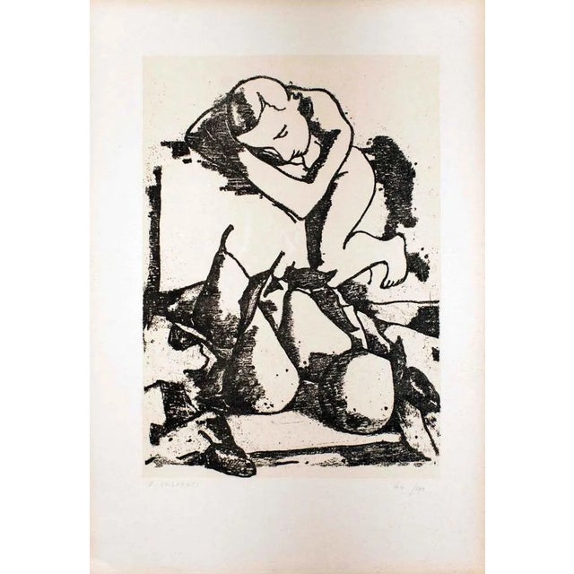 Sleeping Figure - Original Lithograph by Felice Casorati - 1946 1946 For Sale
