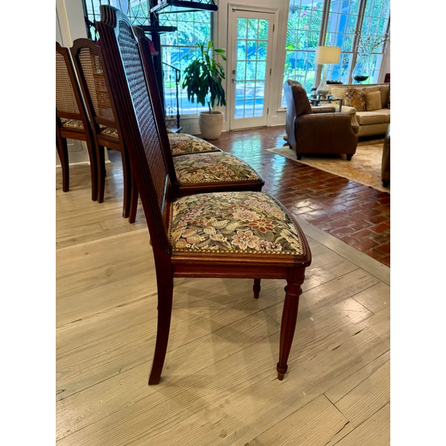 1970s French Louis XVI Walnut Cane Back Dining Chairs Set of 6 For Sale - Image 12 of 12