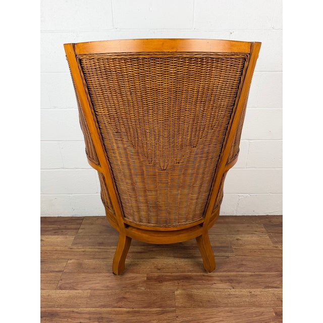 Henredon Ralph Lauren for Henredon Wicker Wingback Barrel Chair For Sale - Image 4 of 11