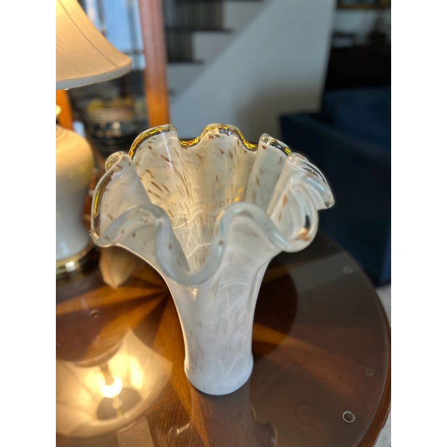 Glass Italian Hand-Blown Art Glass by Tammaro Home, Murano-Style Handkerchief Vase For Sale - Image 7 of 10