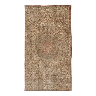 Vintage Turkish Sivas With Floral Central Medallion in Coral and Earthy Tones For Sale