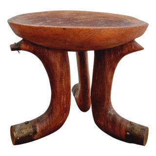 Tribal Stool with Brass Details, 1950s For Sale