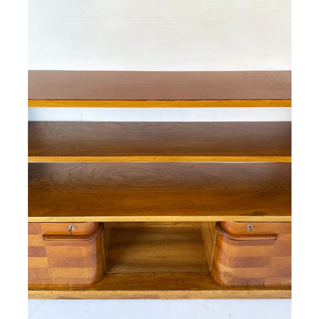 Brown Art Deco Veneered Walnut Bookcase with Doors, 1930s For Sale - Image 8 of 13