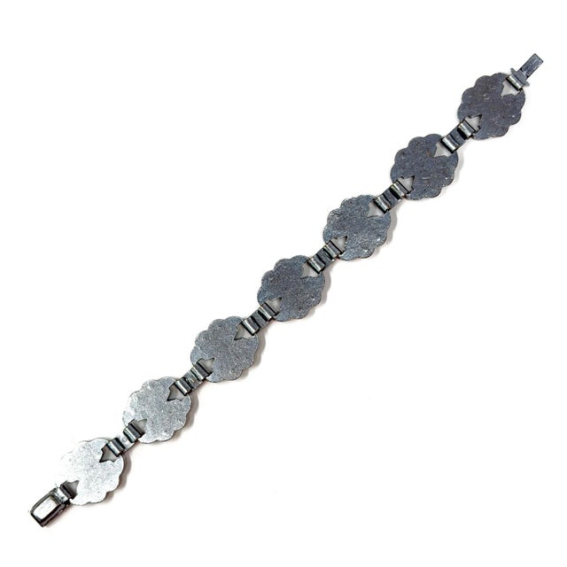 Art Deco Green and Clear Paste Flower Bracelet, 1930s For Sale - Image 9 of 10