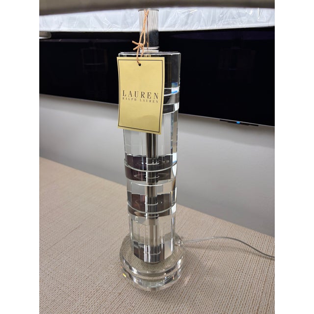 Ralph Lauren Farrah Crystal Column Table Lamps - A Pair For Sale - Image 9 of 15