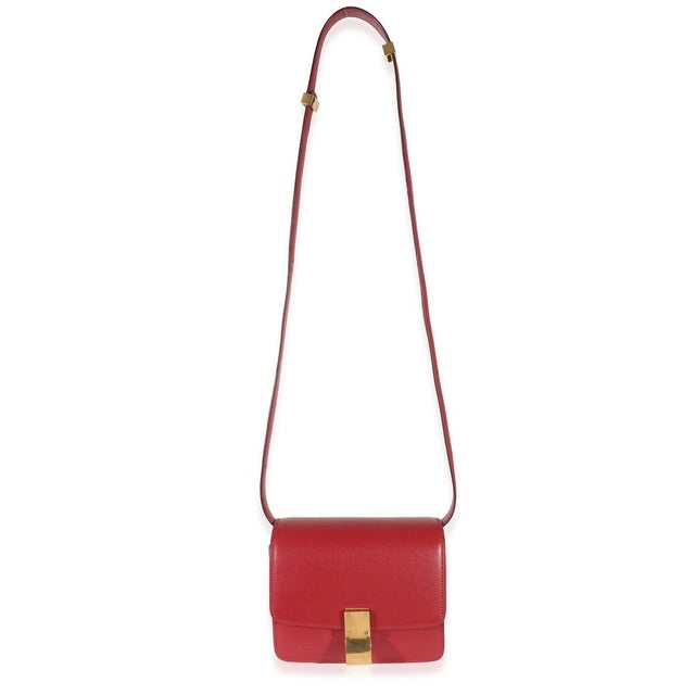 Animal Skin Red Smooth Calfskin Small Classic Box Bag For Sale - Image 7 of 8