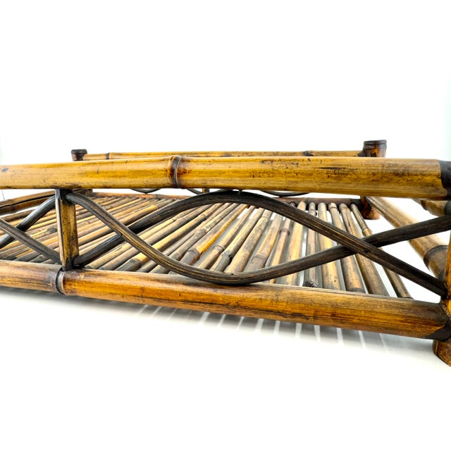 1960s Vintage Mid Century Bamboo and Rattan Tray With Lattice Detail For Sale - Image 5 of 11