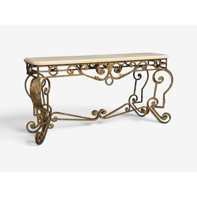 Maitland Smith, Console Table, Gilt Metal, Marble, Philippines, 1980s For Sale - Image 4 of 13