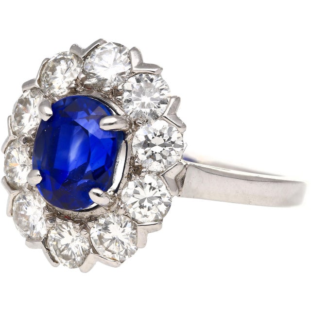 1.89 Carat Oval Kashmir Blue Sapphire & Diamond Platinum Art Deco Vintage Ring For Sale - Image 12 of 13
