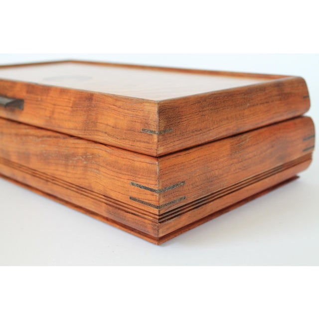 Vintage Handmade Inlaid Marquetry Wood Jewelry Box For Sale In Milwaukee - Image 6 of 15