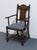 VINTAGE ANTIQUE Solid Oak Rustic Gothic Jacobean Tudor Style Dining Arm Chair 39" High 25.5" Wide 23.5" Deep Seat: 19"...