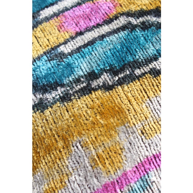 Textile Contemporary Silk Velvet Ikat Bohemian Pillow For Sale - Image 7 of 10