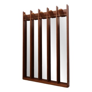 Vintage Wood Entryway Coat Rack with Mirrors by La Moderna, 1970s For Sale