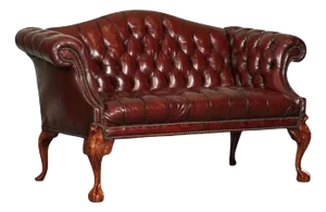 Regency Camel Back Chesterfield Sofa in Hand-Dyed Burgundy Leather
