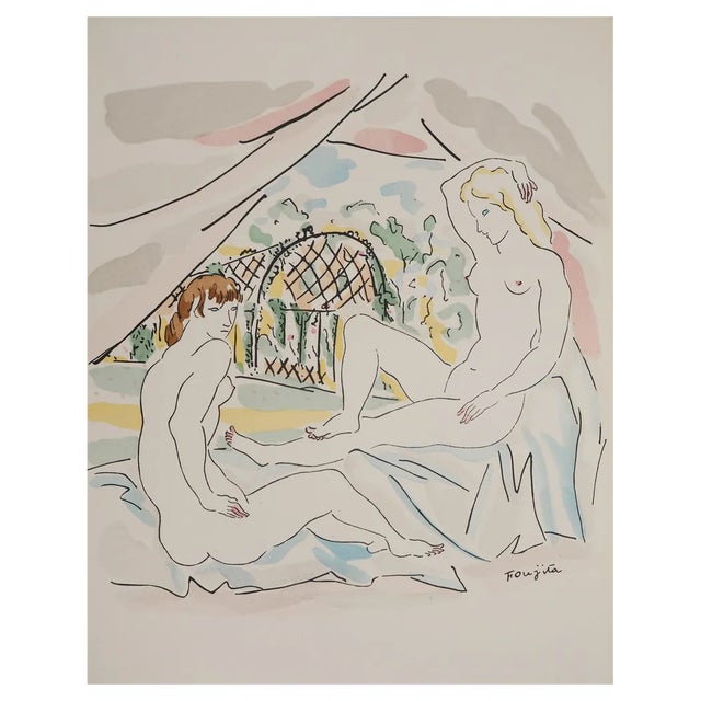 Léonard Tsuguharu Foujita, Nude in the Countryside, Original Engraving For Sale