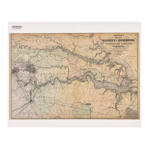 1867 Richmond Virginia Civil War Map by a.j. Johnson | Peninsula Campaign Map | Original Hand-Colored Engraving