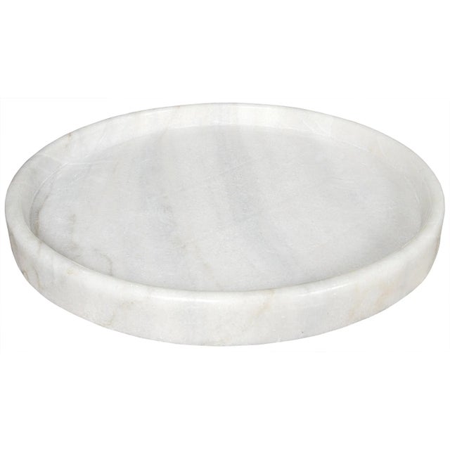 Noir 20" Round Tray, White Stone For Sale - Image 4 of 4