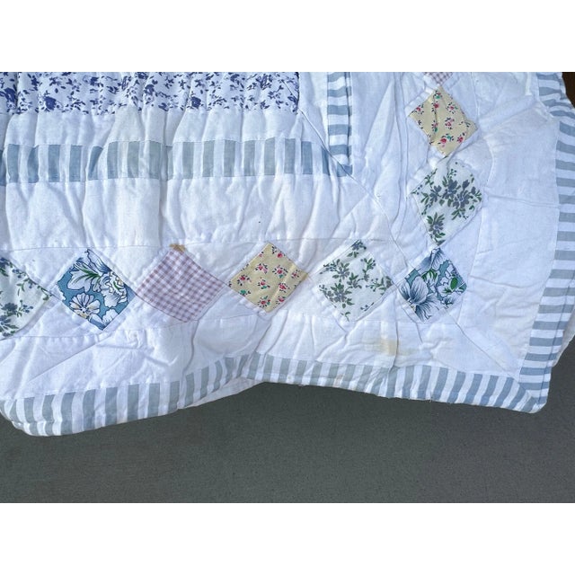 Vintage Pastel Blue/Pink Star Quilt For Sale - Image 4 of 6