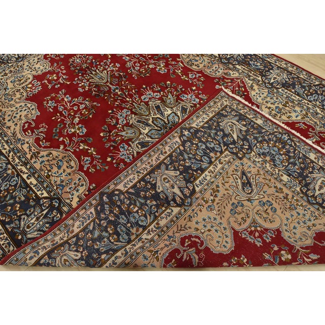 Kerman Rug 7’10” X 11’4” Red Wool Vintage Traditional Hand-Knotted Carpet For Sale - Image 14 of 15