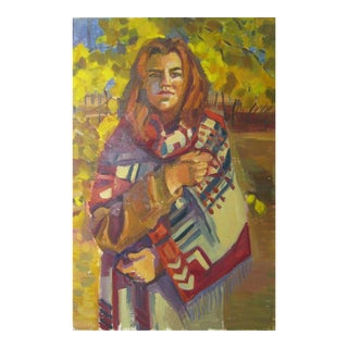 Ukrainian Artist Portrait Painting, Soviet Socialist Realism Art 40-60 For Sale