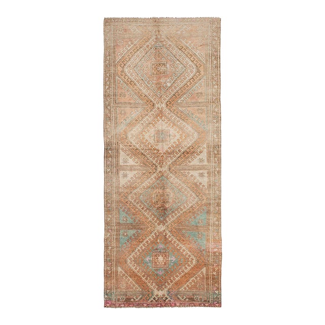 Vintage Turkish Wool Rug - 4`10" X 12`4" For Sale