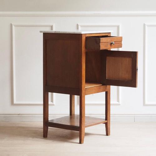 Antique Slim Bedside Table with Marble Top, France, 1900 For Sale - Image 12 of 12
