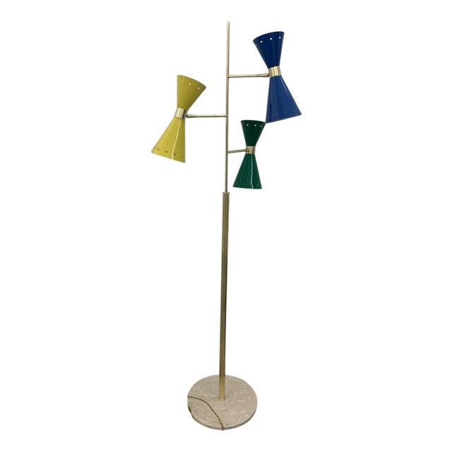 Floor Lamp with 3 Adjustable Cones from Stilnovo, Italy, 1950s For Sale
