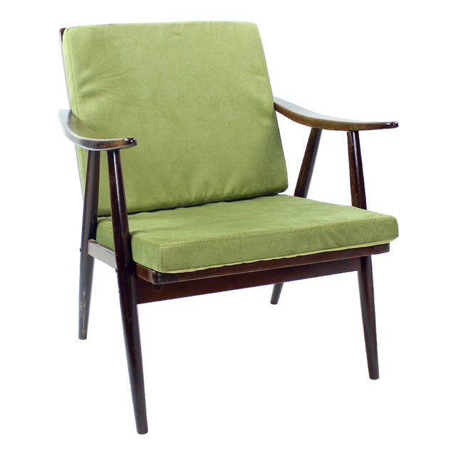 Boomerang Armchair attributed to Michael Thonet for Ton, Former Czechoslovakia, 1960s For Sale