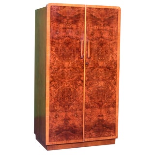 Vintage Art Deco Double Wardrobe with Shelves and Hanging Rail, 1970s For Sale