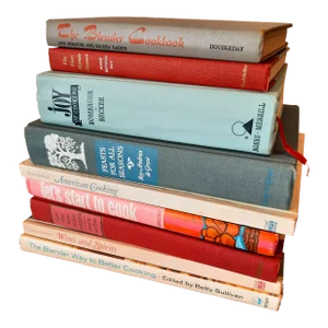 Vintage Cookbooks Stack Library Kitchen Book