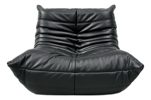 French Black Leather Togo Lounge Chair by Michel Ducaroy for Ligne Roset, 1970s