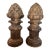 Vintage Pair of Carved Garden Acorns on Pedestal For Sale