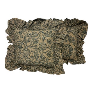 Vintage Boho Chic Americana Ralph Lauren Ikat Indigo Decorative Pillows - A Pair For Sale