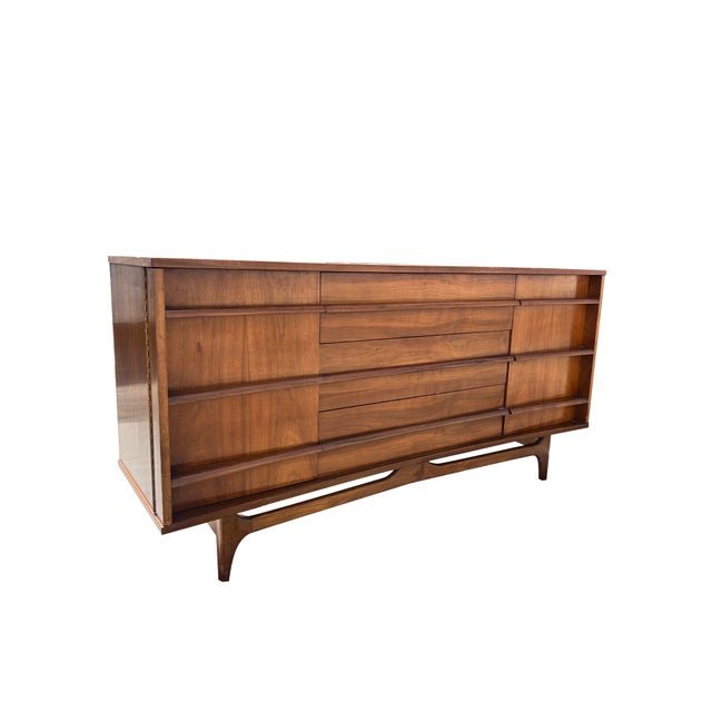 Vintage Mid Century Modern Concave Dresser or Credenza For Sale - Image 4 of 9