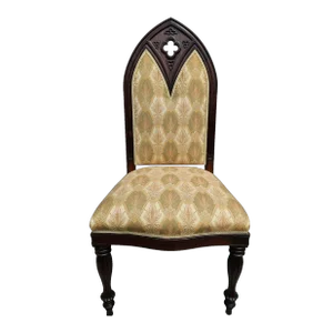 Antique French Carved Gothic Revival Rosewood Victorian Side Accent Vanity Chair